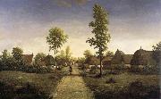 Pierre etienne theodore rousseau The village of becquigny painting